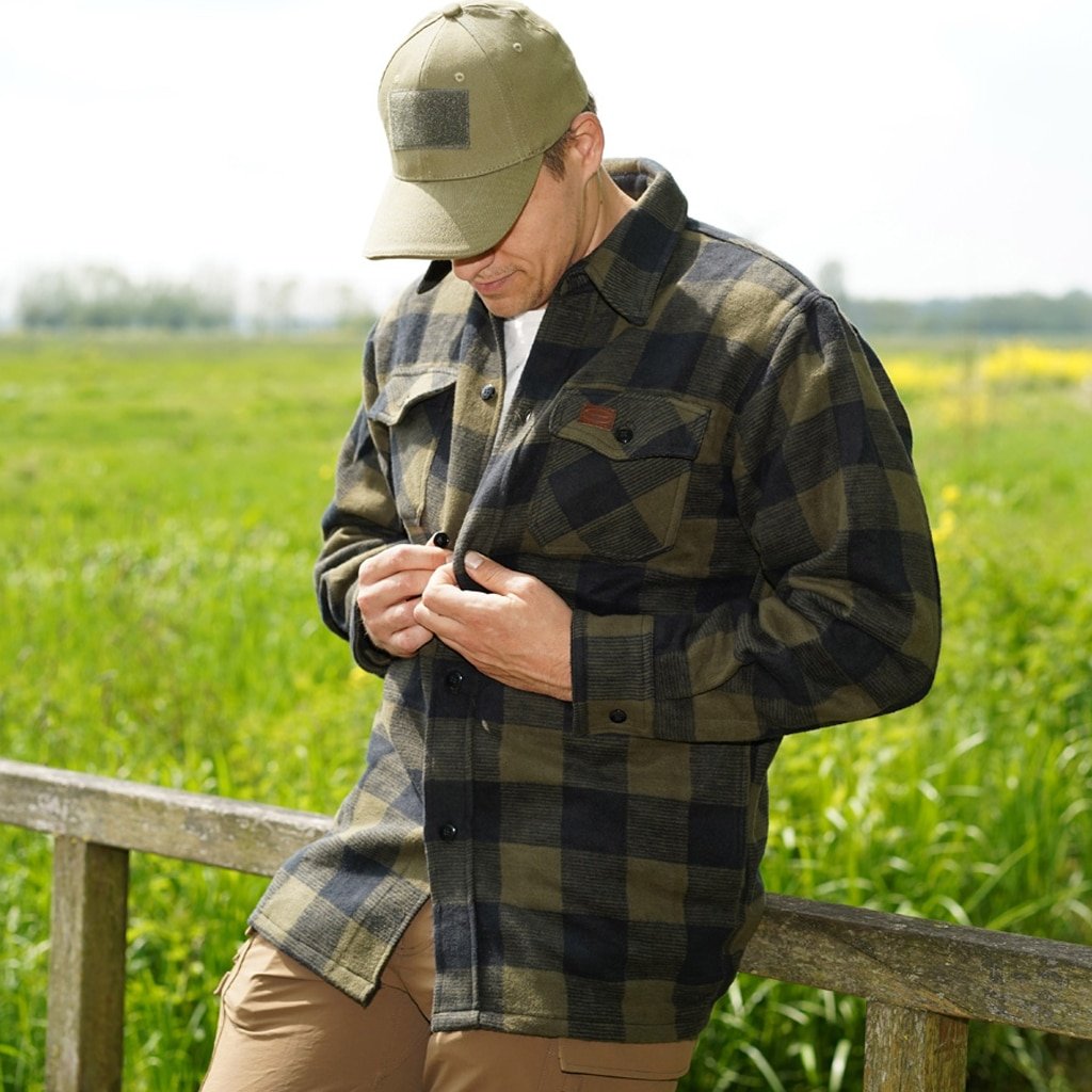 Military Guy Wearing Green Flannel Shirt
