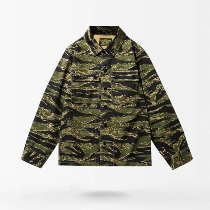 Tiger stripe button up shirt with chest pockets