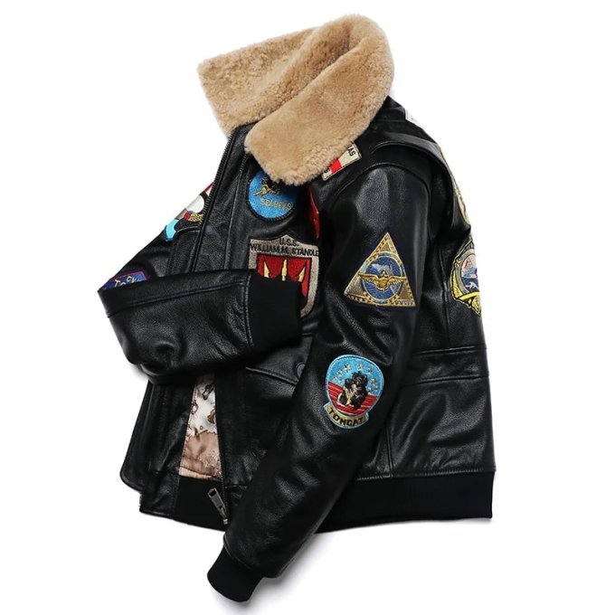 Top Gun G-1 Leather Flight Jacket Black