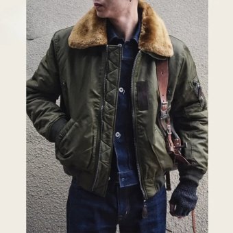 Vintage B15 Bomber Flight Jacket Men Navy Blue|Olive Green