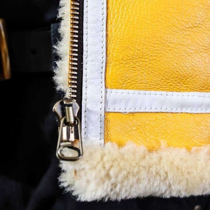 Yellow leather bomber jacket B3 - Image 7