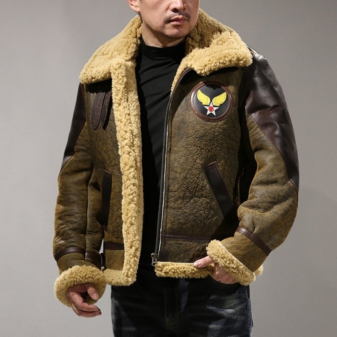 b3 sheepskin bomber leather flight jacket
