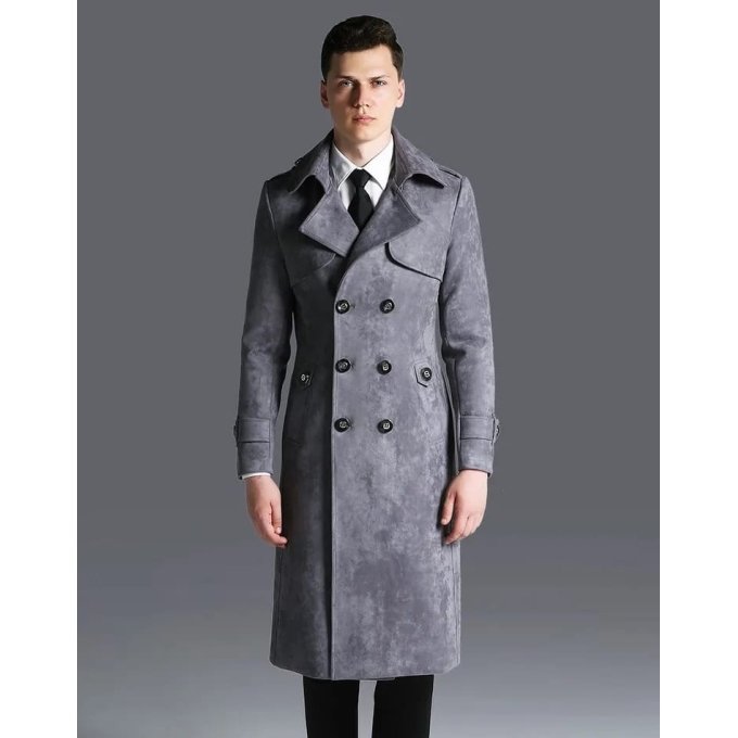 Double breasted military trench coat Grey
