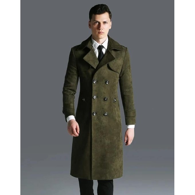 Double breasted military trench coat Green|Grey|Olive