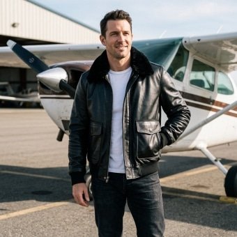 Flight jacket B3 with fur collar Black
