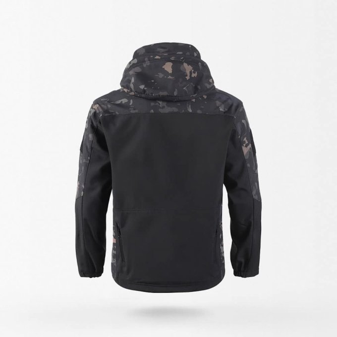 hooded tactical camo softshell jacket