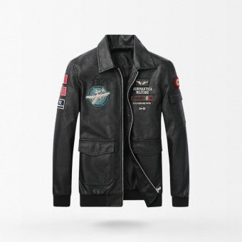 indian embroidered leather flight jacket Army Green|Black