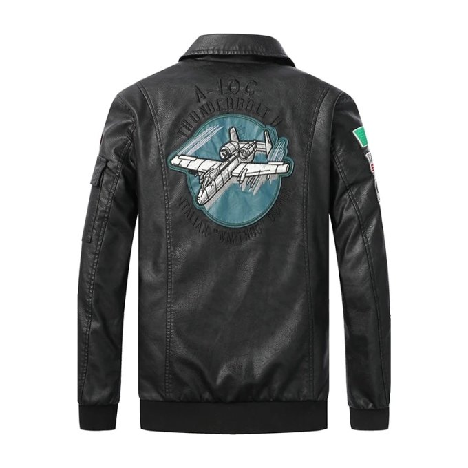 indian embroidered leather flight jacket