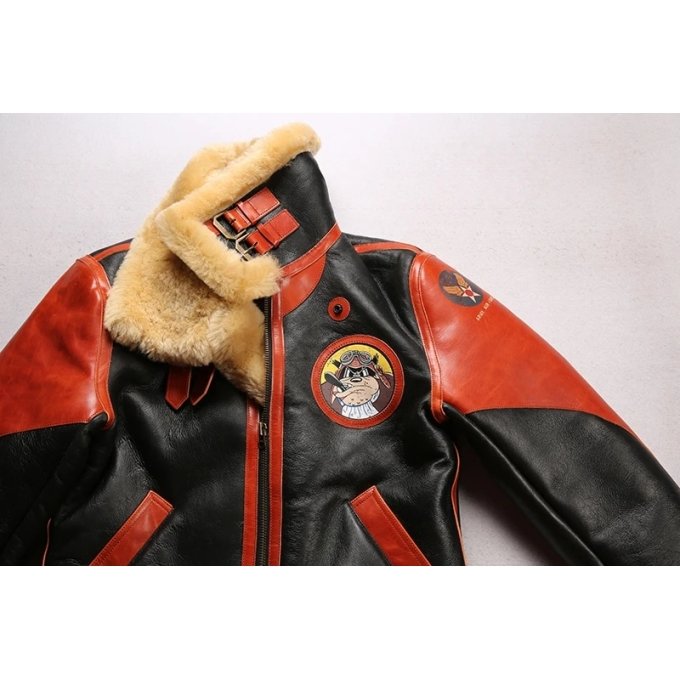mens b3 shearling leather flight jacket - Image 6