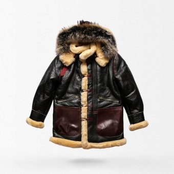 men's b3 shearling leather flight jacket Black|White