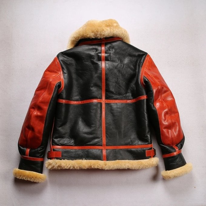 mens b3 shearling leather flight jacket - Image 4