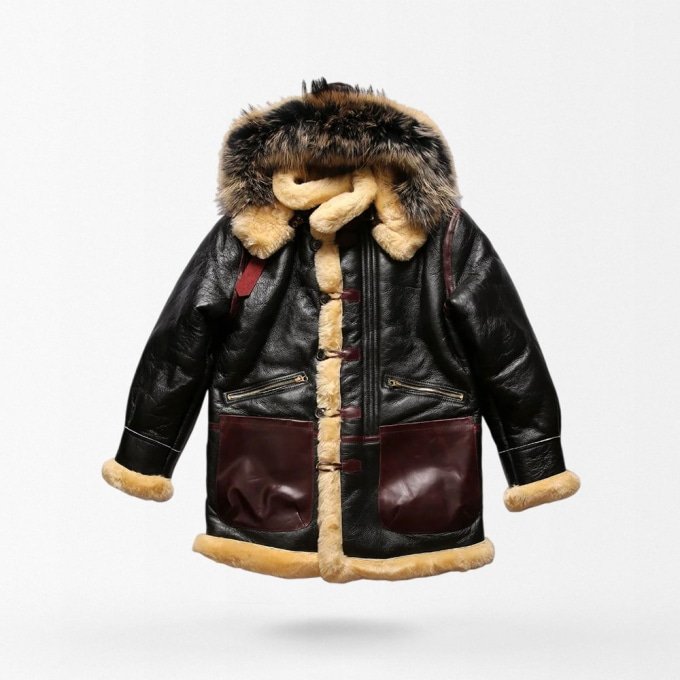 men's b3 shearling leather flight jacket Black|White
