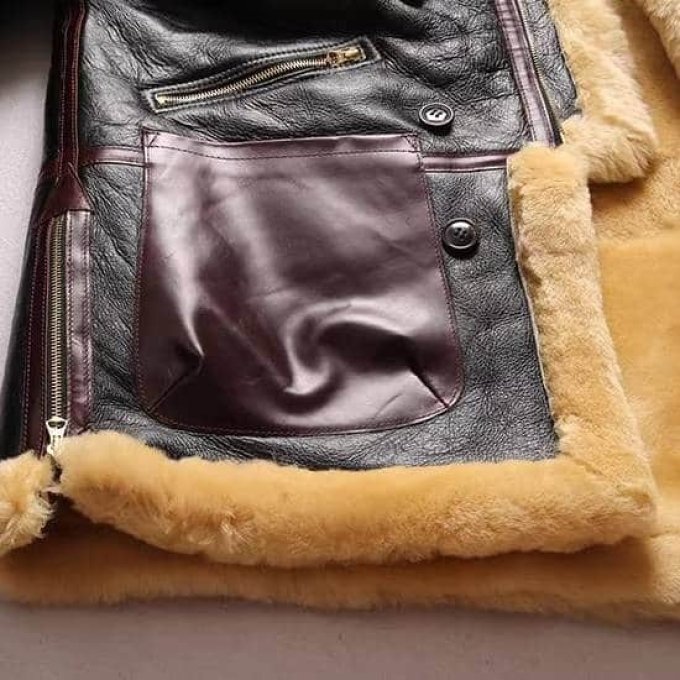 men's b3 shearling leather flight jacket - Image 4