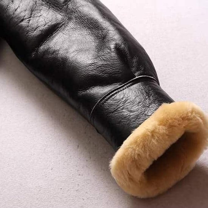 men's b3 shearling leather flight jacket - Image 11