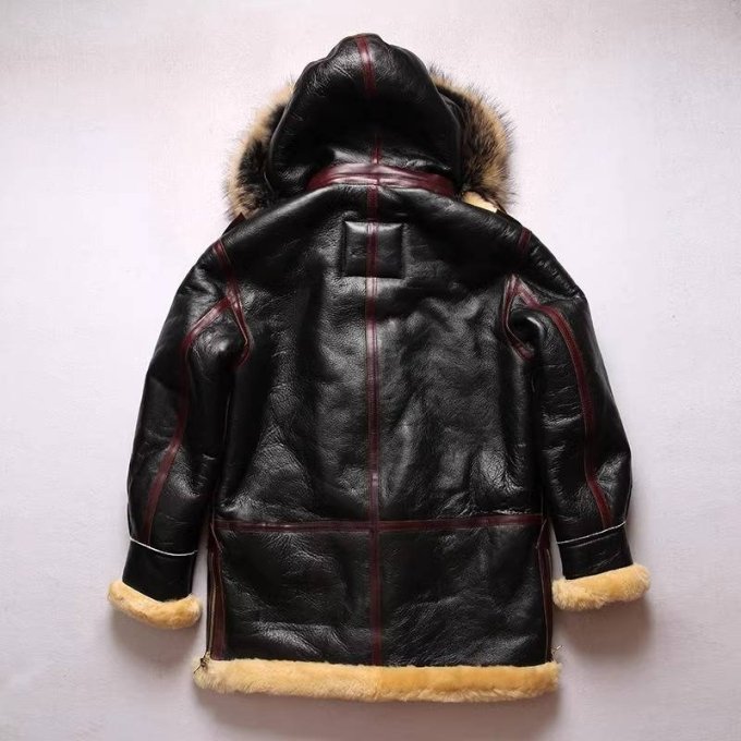 men's b3 shearling leather flight jacket - Image 3