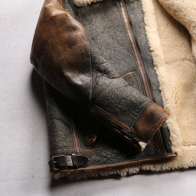 mens retro d3 leather bomber jacket