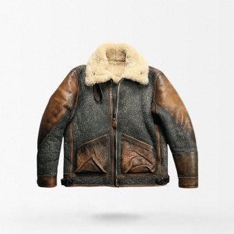 mens retro d3 leather bomber jacket