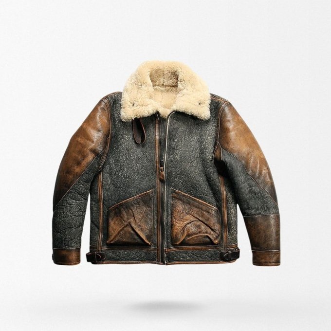 mens retro d3 leather bomber jacket