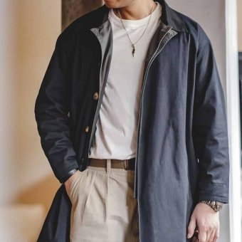 military style light coat Navy Blue