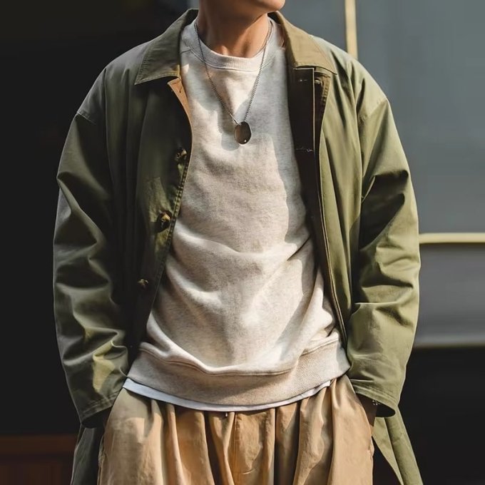 military style light coat Olive