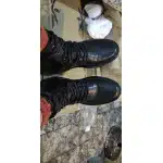 Black leather combat boots photo review