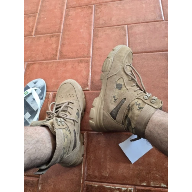 Safety toe military tan boots mid-height photo review