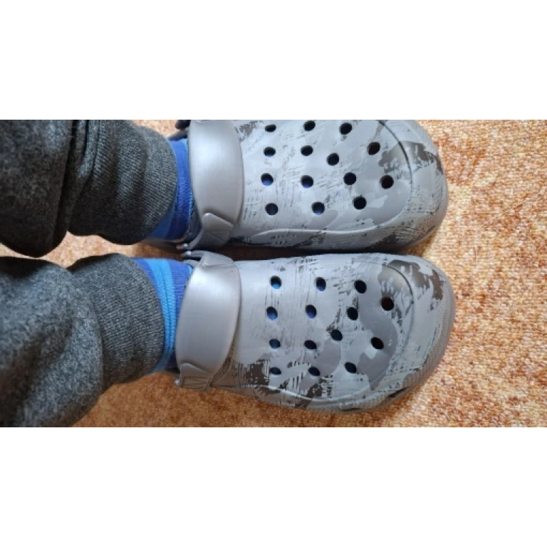 Grey camo tactical crocs photo review