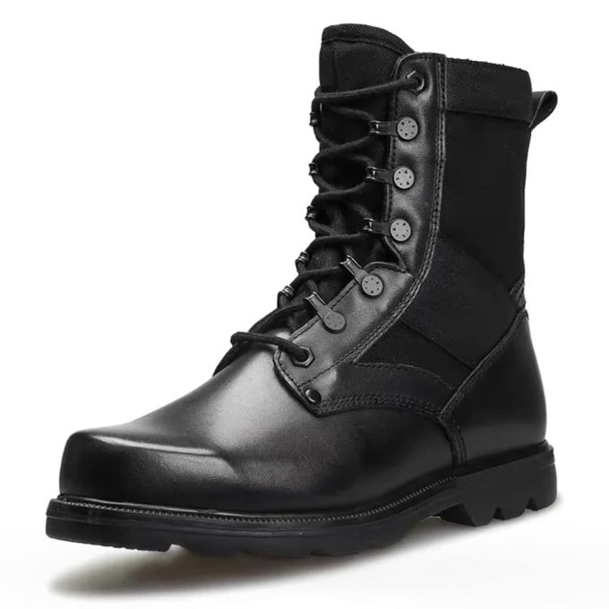Faux leather combat boots