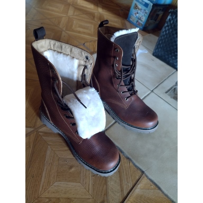 Click to view full screen Vintage combat boots brown leather photo review