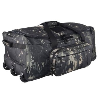 Large military duffle bag with wheels (124L) Black Multicam
