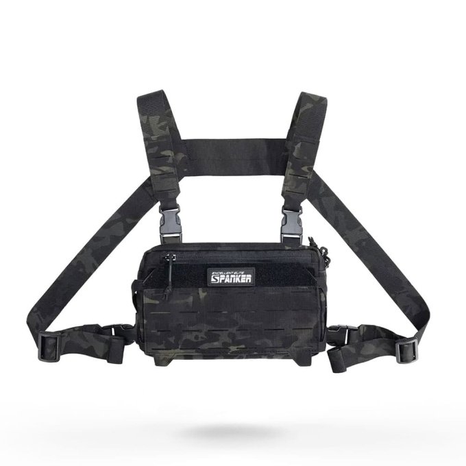Laser cut Molle chest bag​ Multicam Black