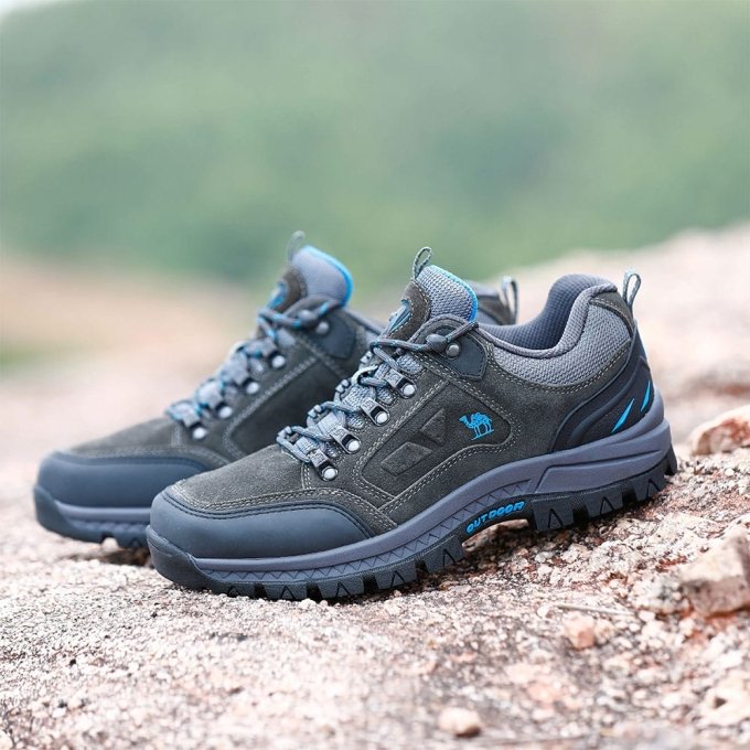 Low profile waterproof shoes "Camel" Grey Blue