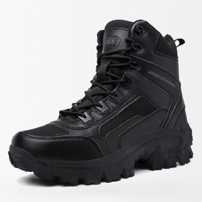 Mid cut tactical hiking boots Black "Huile"