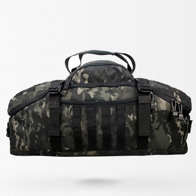 Multicam black military duffle bag