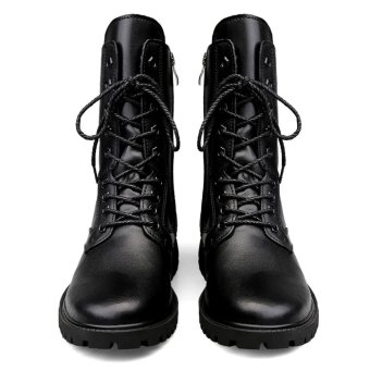 Real leather combat boots