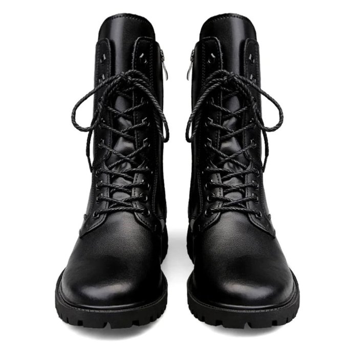 Real leather combat boots