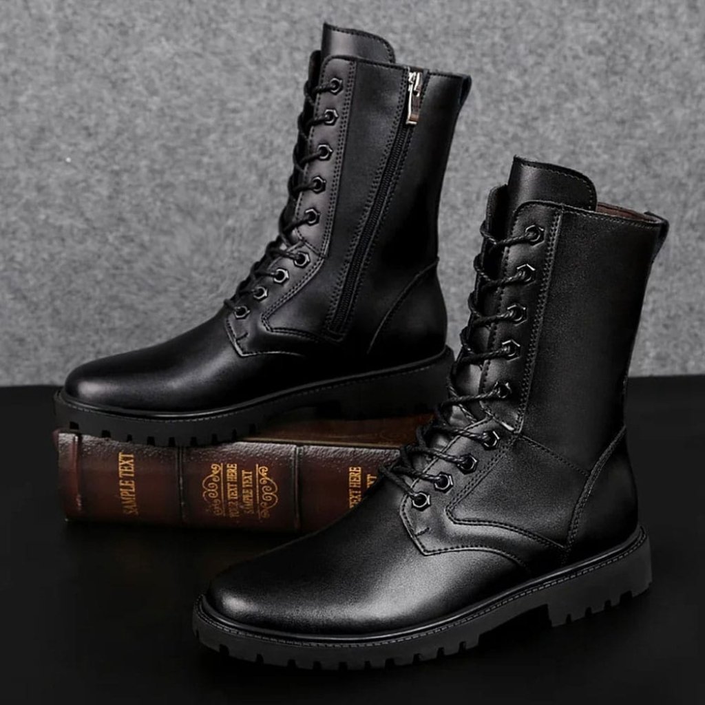 Leather combat boots
