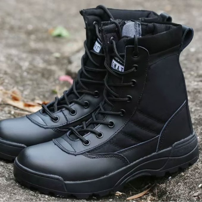 Side zip tactical boots Black