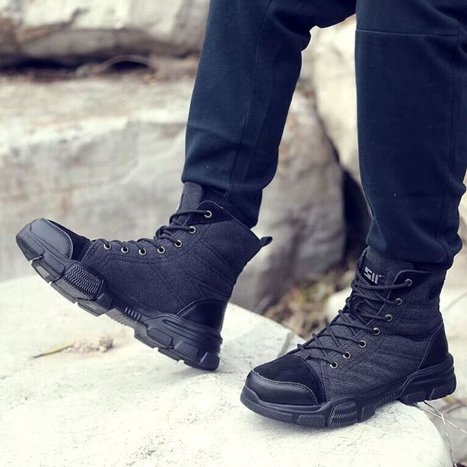 Steel toe military Black boots