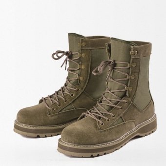 Suede military boots - army green