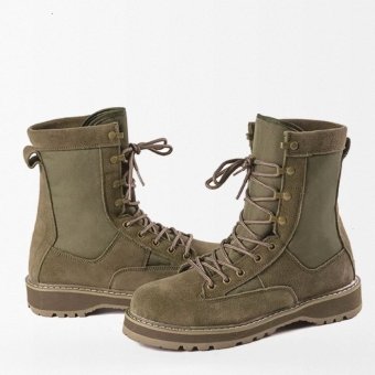 Suede military boots - army green