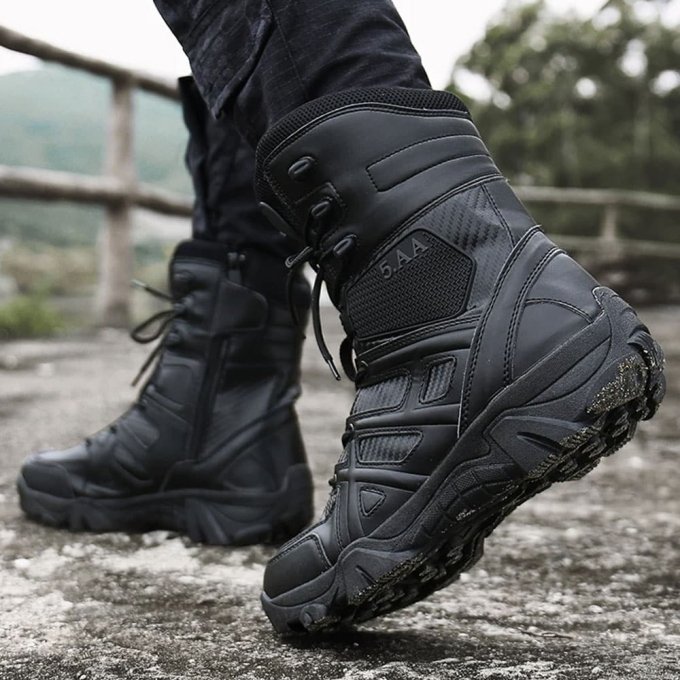 Synthetic leather combat boots