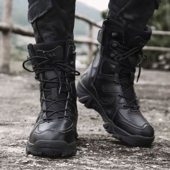 Synthetic leather combat boots