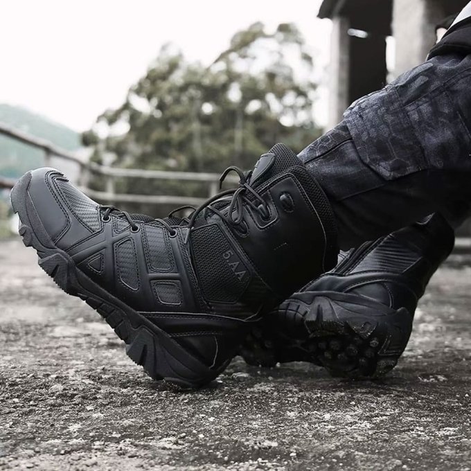 Synthetic leather combat boots
