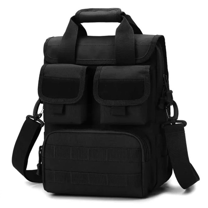 Tactical vertical messenger bag Black