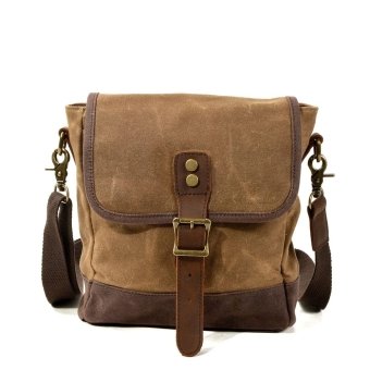Vintage Leather military style messenger bag Khaki