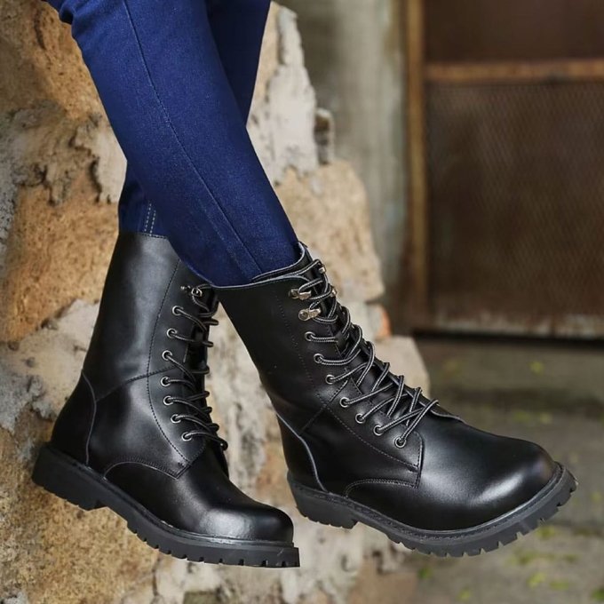 Waterproof leather combat boots