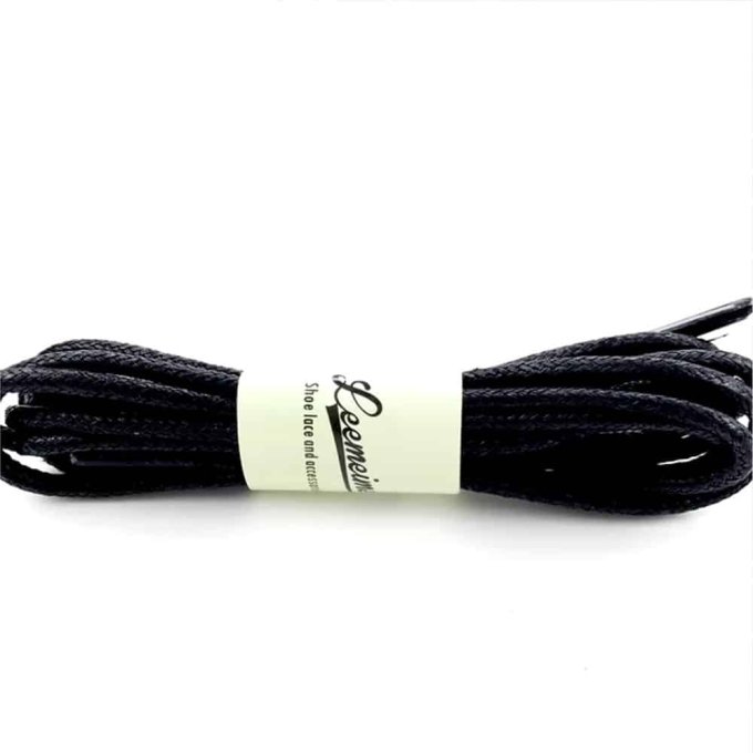 Waxed boot laces round Black