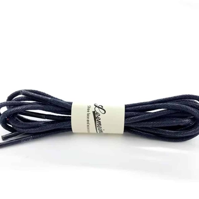 Waxed boot laces round Navy Blue