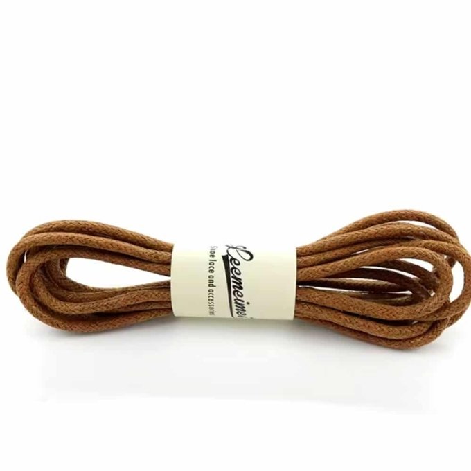 Waxed boot laces round Coyote Brown